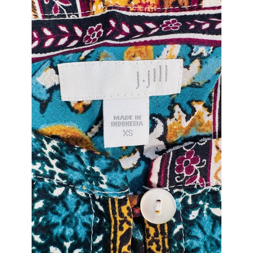 J. Jill Women's XS Patchwork Paisley Tunic Blouse Long Sleeve 100% Rayon BOHO - Picture 11 of 11